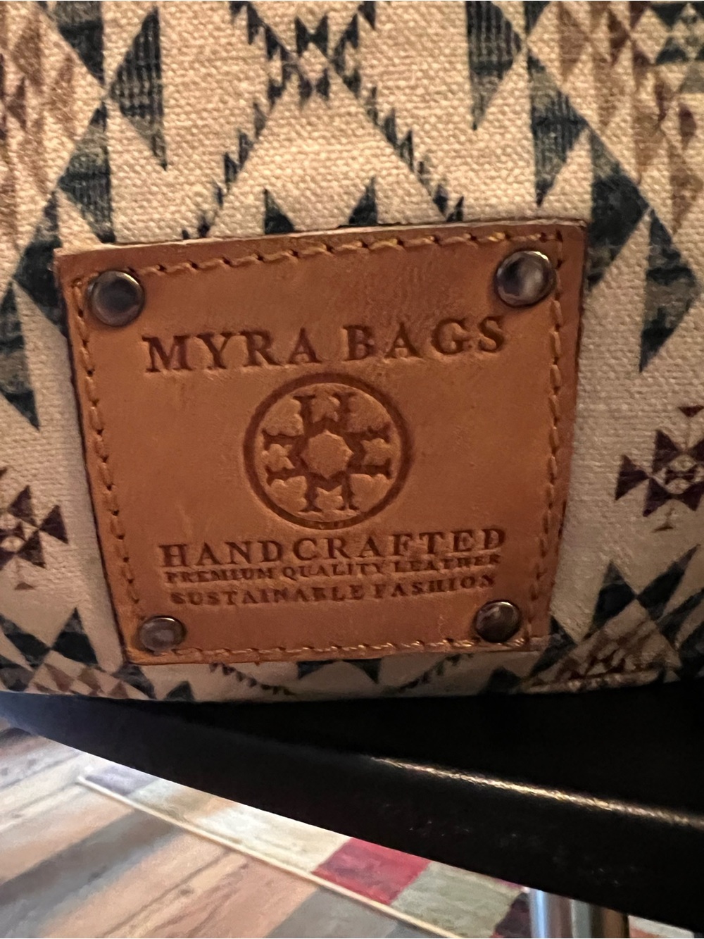 Myra Bag Cream & Tan Aztec-Pattern Shoulder Tote - Picture 2 of 3
